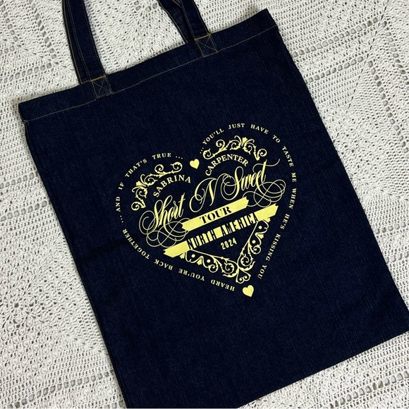 2024 Sabrina Carpenter Short N Sweet Tour Tote Bag Blue Denim Rare Authentic - Picture 3 of 4